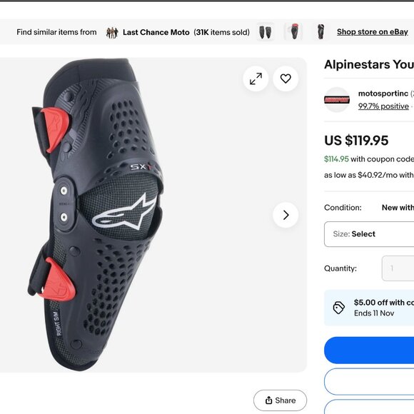 alpinestars knee protector - Picture 3 of 3